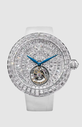 Review Jacob & Co brilliant flying tourbillon WHITE DIAMONDS (WHITE GOLD) BT543.30.BD.BD.B Replica watch